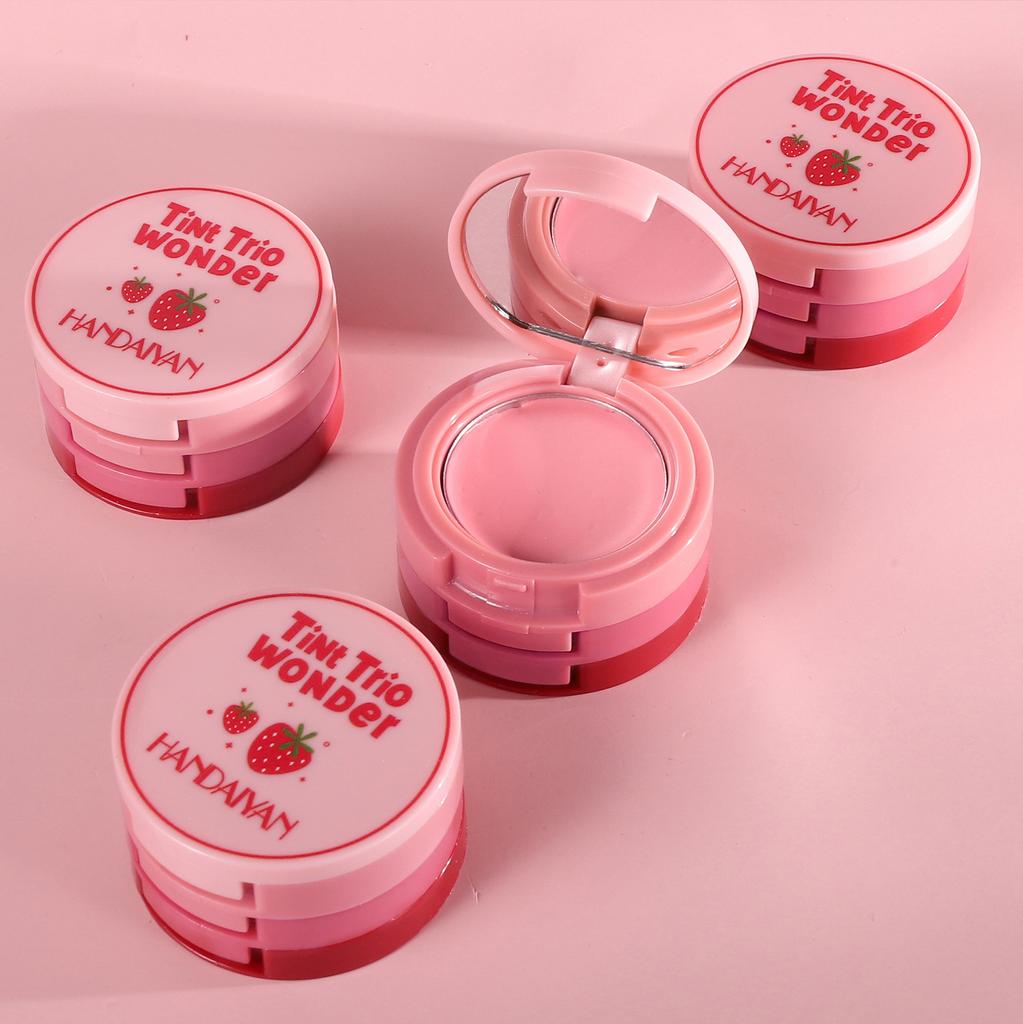 Three-color Blush All-in-one Palette Sexy Brightening Matte Lip Mud Lipstick Waterproof Blush Cream Rouge Palette Makeup