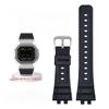 [syzynicy] Replacement Silicone Watch Strap for GM-B2100/GMW-B5000 Black Resin Double Convex Watch Band (Black Link Silver Buckle, GM-B2100)