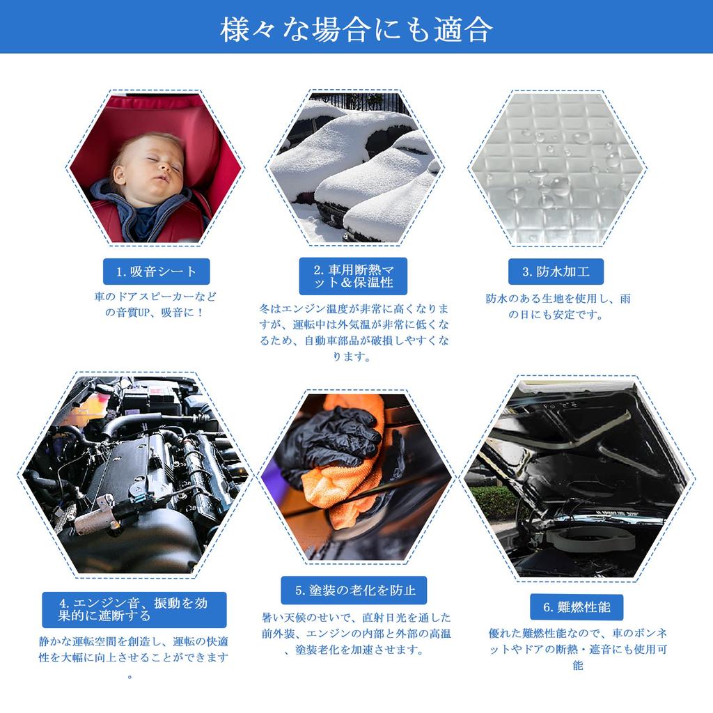 uxcell Insulating Mat for Heat Sound and 10mm 200cm x 50cm Cars, Reflective, Absorbing, Soundproofing, Thick,