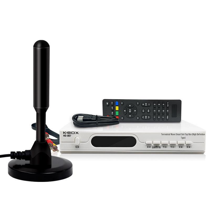 HD Indoor/Outdoor TV Antenna with DTMB Signal Reception and Set-Top Box Receiver