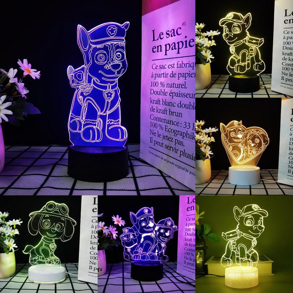 Night Light 3d Paw Patrol Toys Illusion Lamp 7 Colors Changing Desk Led Lights