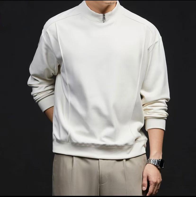 Men's Fleece Zipper Stand Collar Warm Pullover Shirt for Autumn & Winter