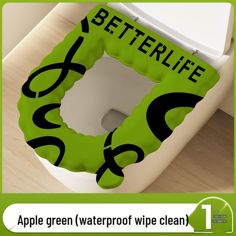 Four-Season Waterproof Toilet Seat Cushion with Lid and Thickened Pattern Cover
