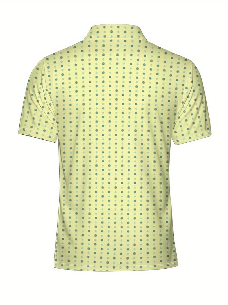 Men'S Short-Sleeve Polo with a Flat Digital Print Design - Non-Textured