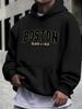 Hooded Sweatshirt BOSTON Trendy Autumn Winter Soft Comfortable Street Style Loose Casual Pullover, Soft Fabric Pullover with Playf