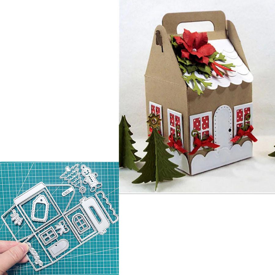 Julklappsask Metall Skärmdödsstenciler Stencil För DIY Scrapbooking Fotoalbum Prägling Papperskort Hantverk Diecuts