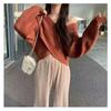 Women S Loose V Neck Cross Design Long Sleeve Knitted Sweater