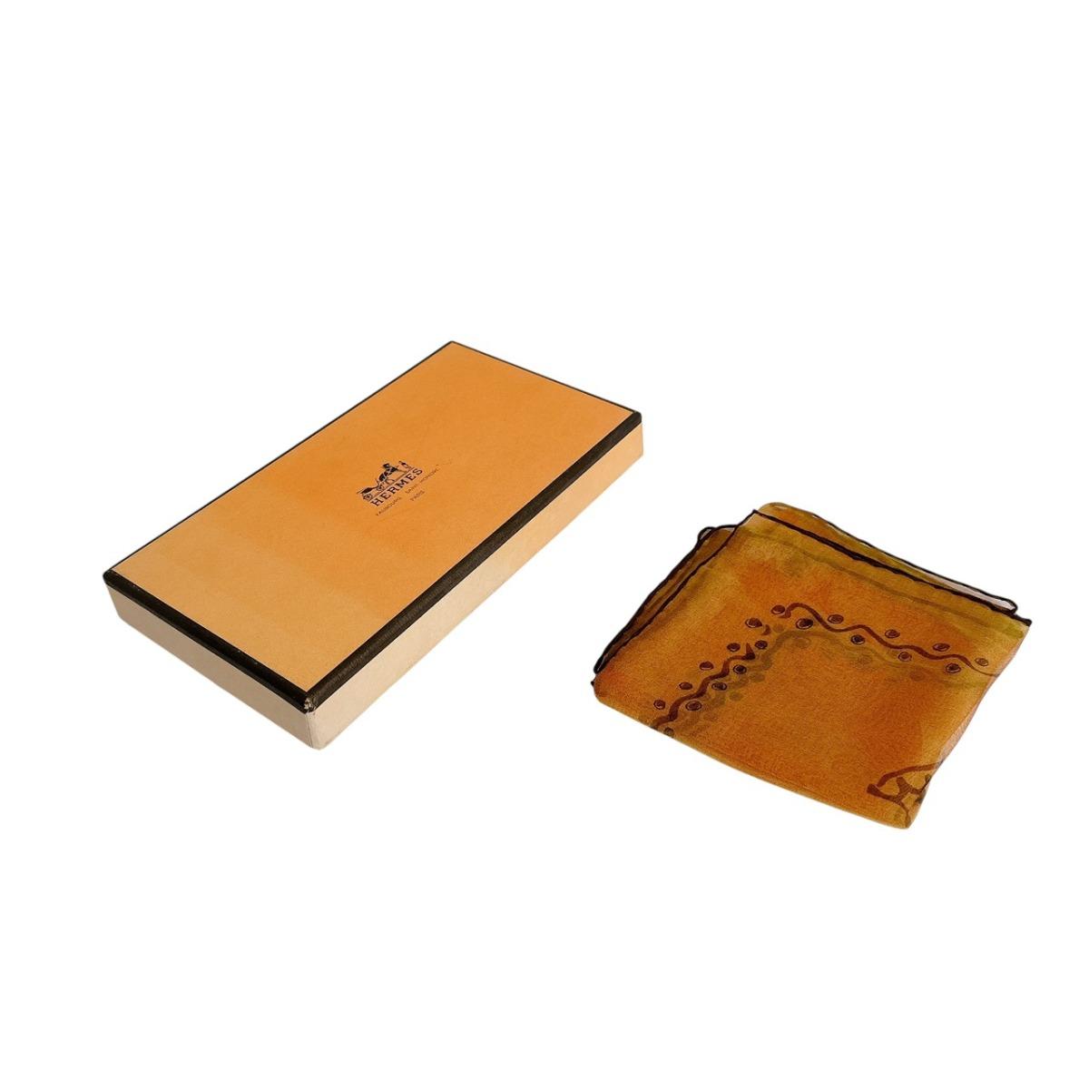 

HERMES Elephant carrying luggage Carre40 scarf silk Orange Women Used