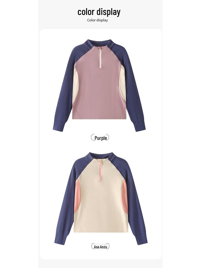 25 New Girls' Long-Sleeve Color-Block Sport T-Shirts - Fashionable Spring/Autumn Casual Basics