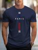 Summer Casual Relaxed Fashionable Paris Letter Print Mens Tshirt Pure Cotton Highquality Breathable Short Sleeve