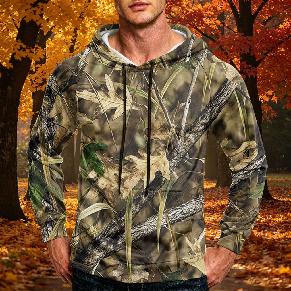 Men's Printed Loose Fit Casual Hoodie with Pocket and Drawstring