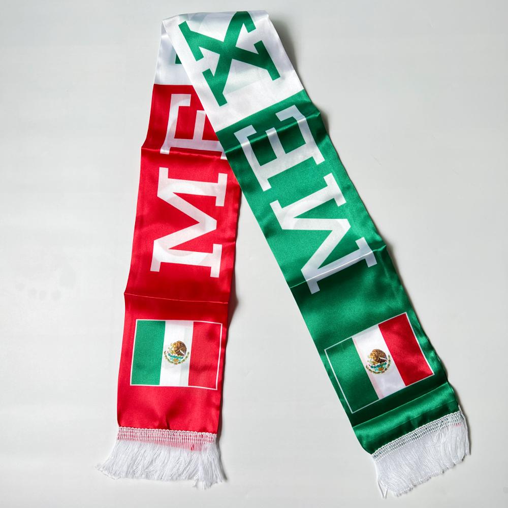 2026 USA Mexico Netherlands Scarf Flag  14x135cm Double-sided Printed Satin Iraq  Haiti France Scarf Flag