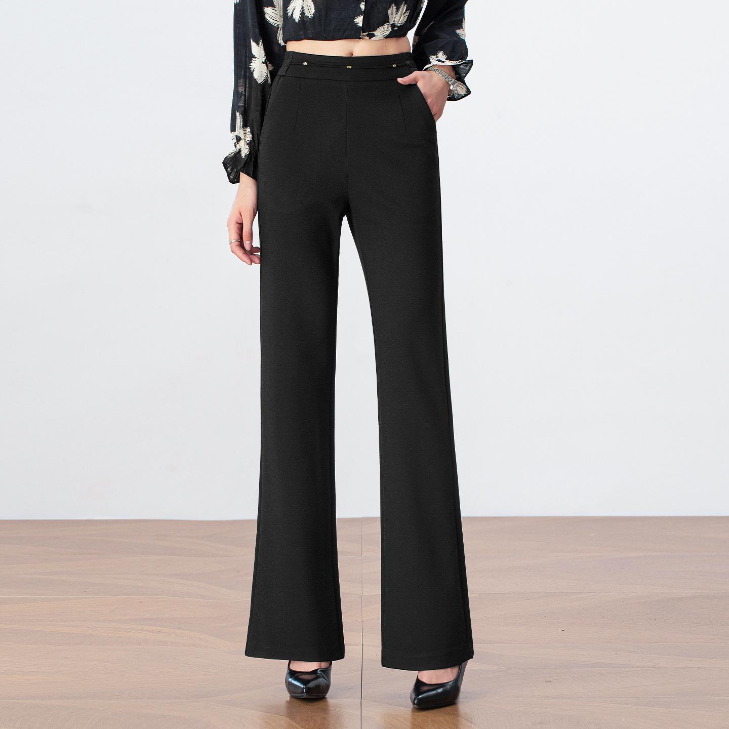 

Women s 2025 Autumn High-Waisted Black Micro-Flare Slimming Pants 26 чёрный