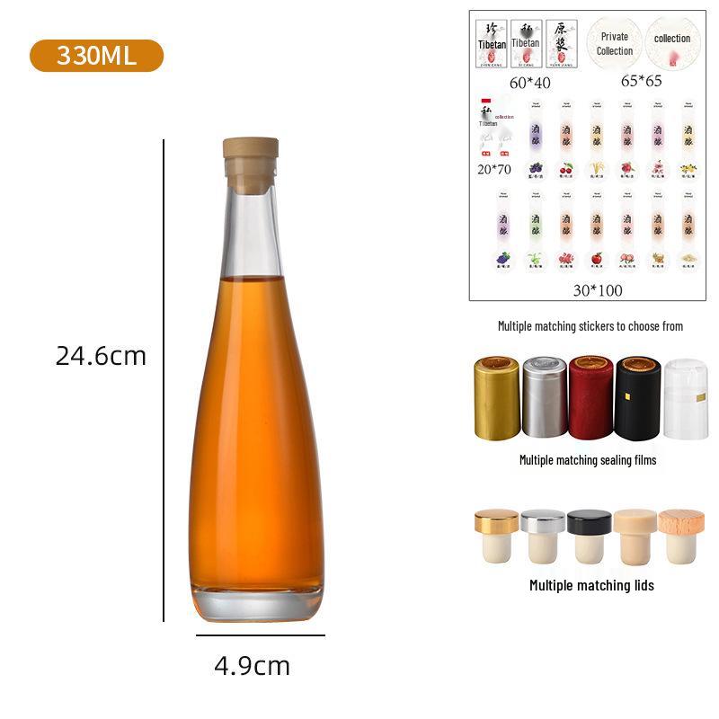 Transparent Glass Wine Bottles for Home Brewing - Sealed & Empty for Ice Wine, Beverage, or Juice