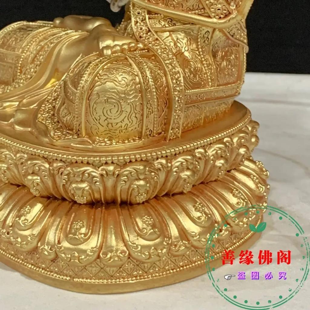 Seven-inch Zong Kaba master pure copper gilt Tibetan tantra 22 cm Buddha statue home ornament Buddhist hall living room