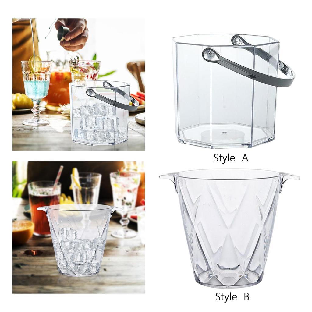 Acrylic Ice Bucket Ice Container Drink Chiller Portable Ice Tub Beverage