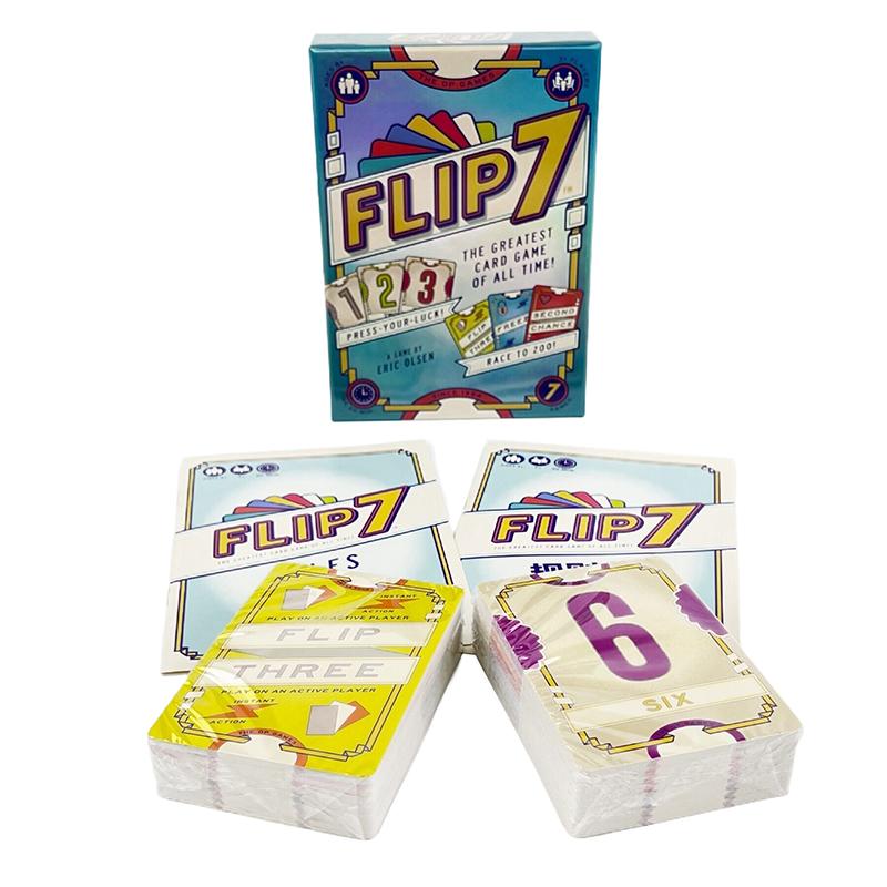 FLIP Flip 7 Carte Gioco da Tavolo Inglese Gioco d'Azzardo Cane Felice Fortuna Rompighiaccio Multigiocatore Intrattenimento Ricreativo Gioco da Tavolo