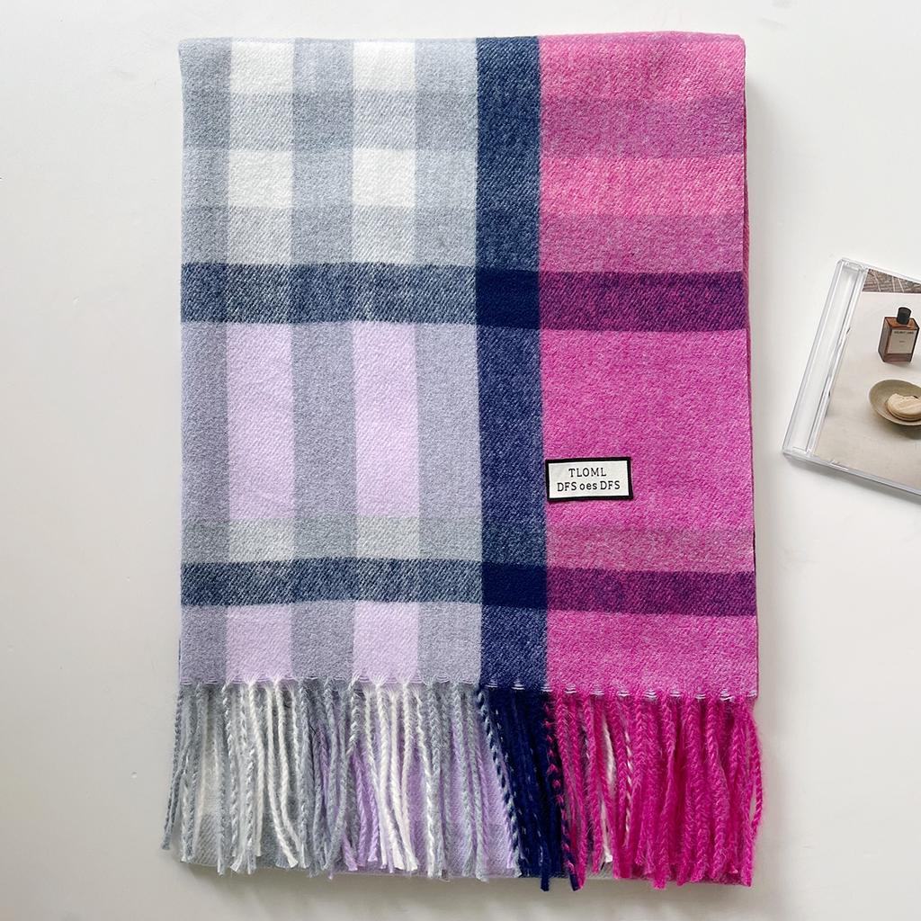 Clearance literary plaid scarf women's winter new Korean version imitation cashmere thickened student couple shawl scarf