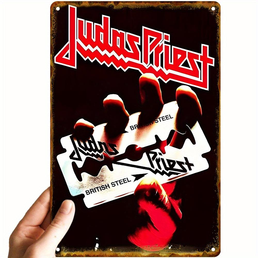 Vintage Judas Priest Aluminum Sign - Retro Wall Art with Band Logo & Album Art - Rustic Tin Poster for Home, Bar & Cafe Decor