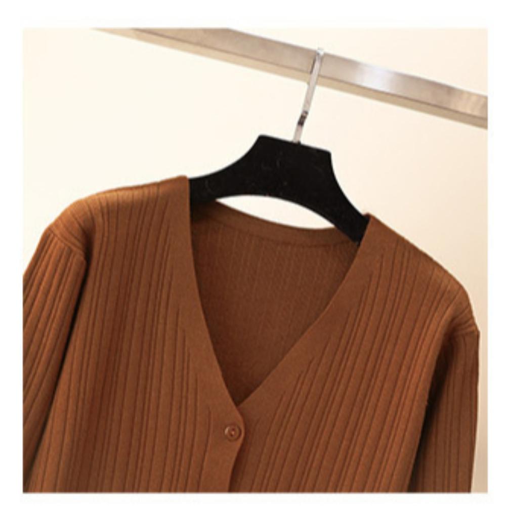 Knitted Cardigan Women's Thin Loose and Lazy Summer and Autumn Outer Wear Long Sleeved V-neck Sweater