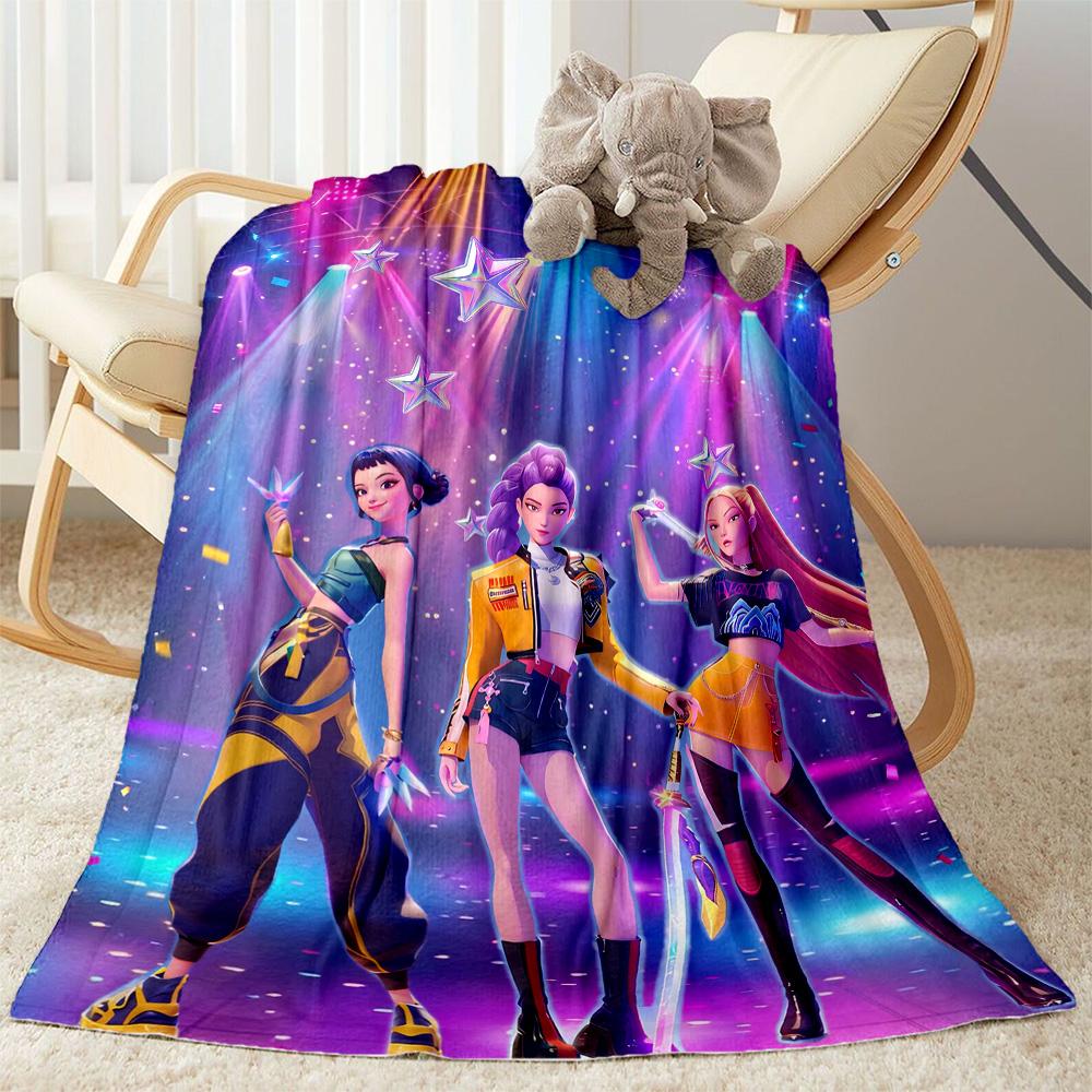 K-pop Demon Hunters Blanket Comfortable Suitable for Bedding Office Livingroom Four Seasons Universal Stylish Decor