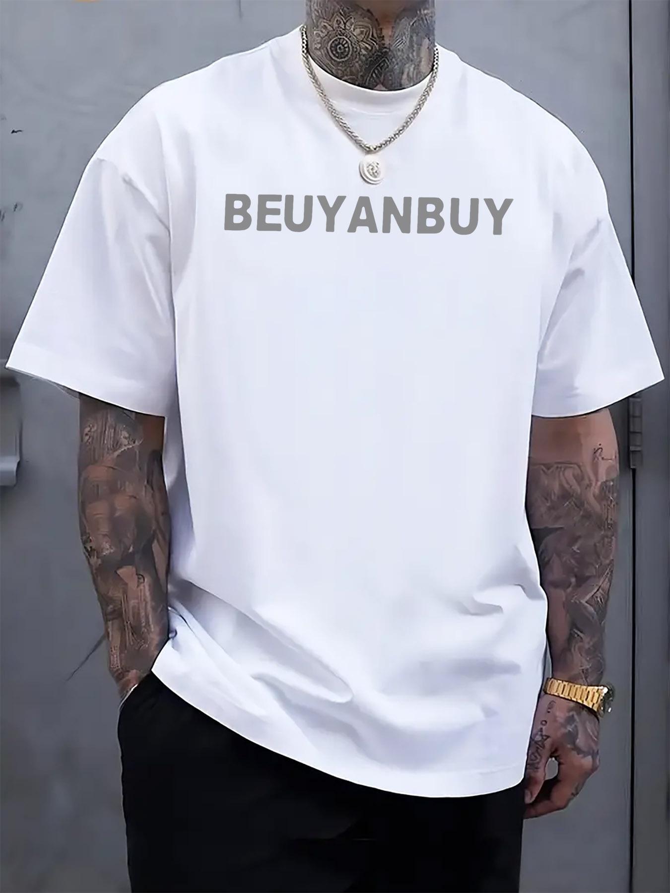 Casual BEUYANBUY Graphic Print Tshirt - Black Crew Neck S... S