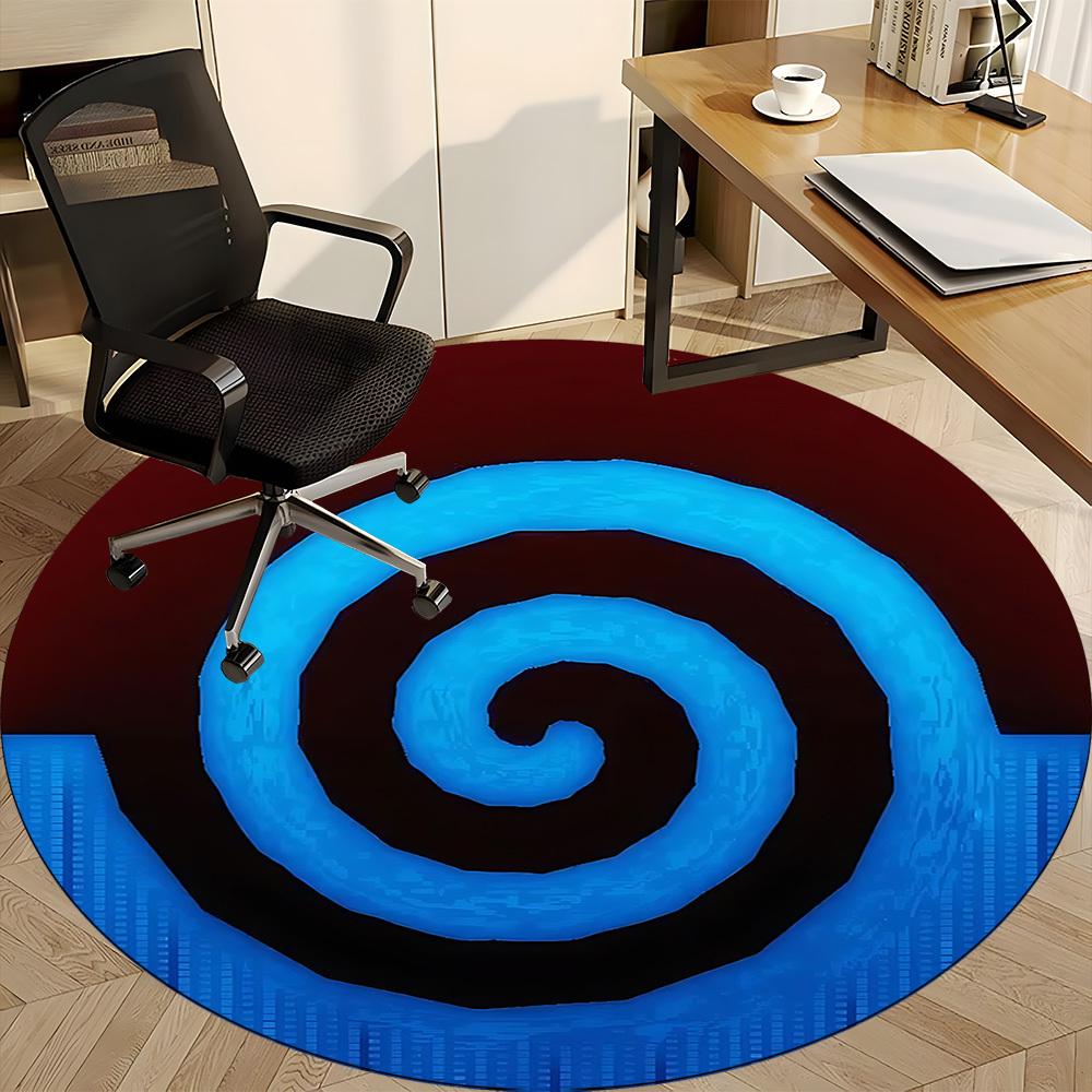 1PC Spiral Wave Office Round Area Rug, Mat Suitable For Office, Under Office Chairs Bedroom Living Room Home Decor, Room Deco
