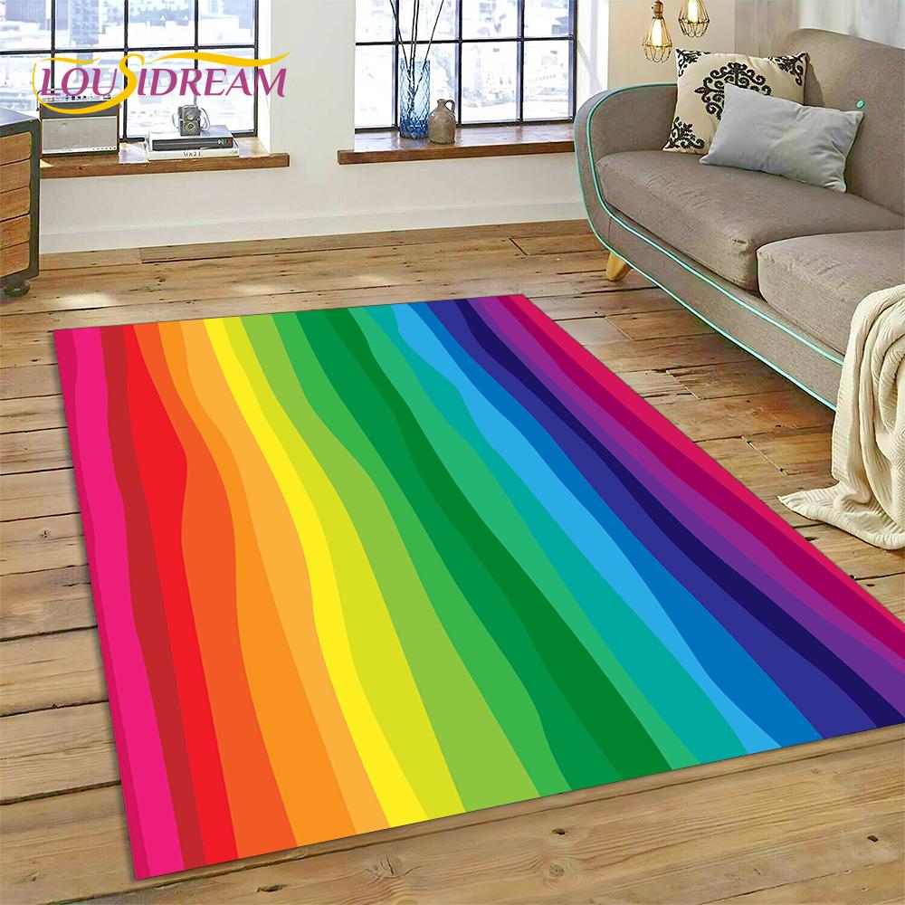 Rainbow 3D Colour Illusion Cartoon Rug Carpet for Living Room Bedroom Home Decor,Floor Mat Non-slip Decoration for Sofa Doormat
