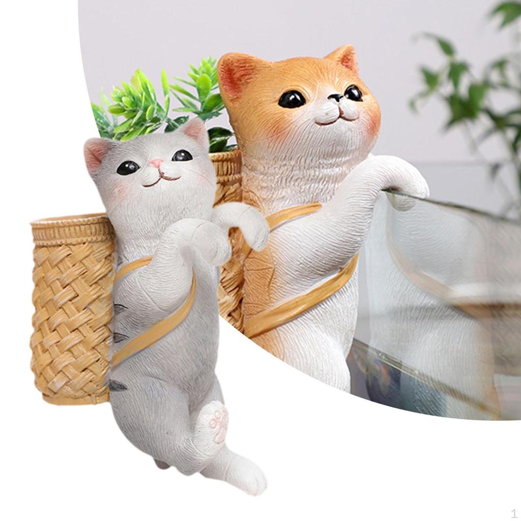 Adorable Cat Sculpture for Hanging Planters - Whimsical Garden Decor