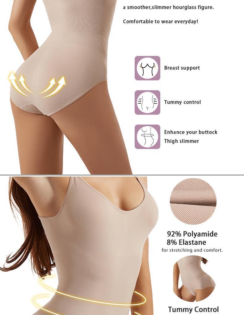 Women's Seamless Shaping Bodysuit: Open Crotch, Abdomen Control, Hip-Lifting, and Shaping Sling.