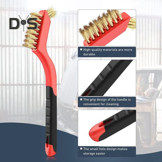 6Pcs/Set Narrow Space Wire Brush Set Ergonomic Long Handle Bristle Cleaning Brush Kitchen Bathroom Garage Tool