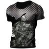 2025 Sommer Neu Heiß Vintage Wikinger Tattoo 3D Gedrucktes Herren T-Shirt Mode Street Bequem Atmungsaktiv Übergröße Lockeres Oberteil