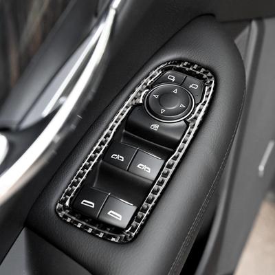 Voor Cadillac XT5 2016-2019 Koolstofvezel Auto Deur Raamschakelaar Frame Sierstrip Afdekking Auto Sticker 4 stuks Auto styling accessoires