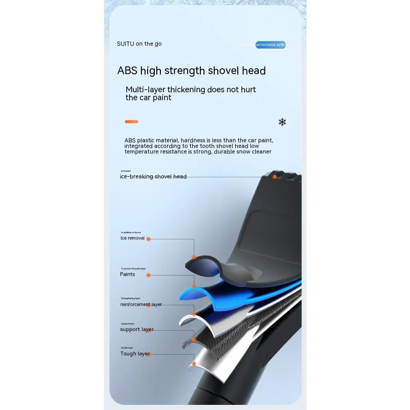 Extendable & Detachable Snow Shovel Ice Scraper - All-in-One Windshield Cleaning Tool with Brush for Winter Car Maintenance