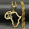 Afrikanische Karte Berber Amazigh Kette Halsketten für Damen Herren Edelstahl Goldfarbe Amulett Halskette Schmuck collier 8092-QKC