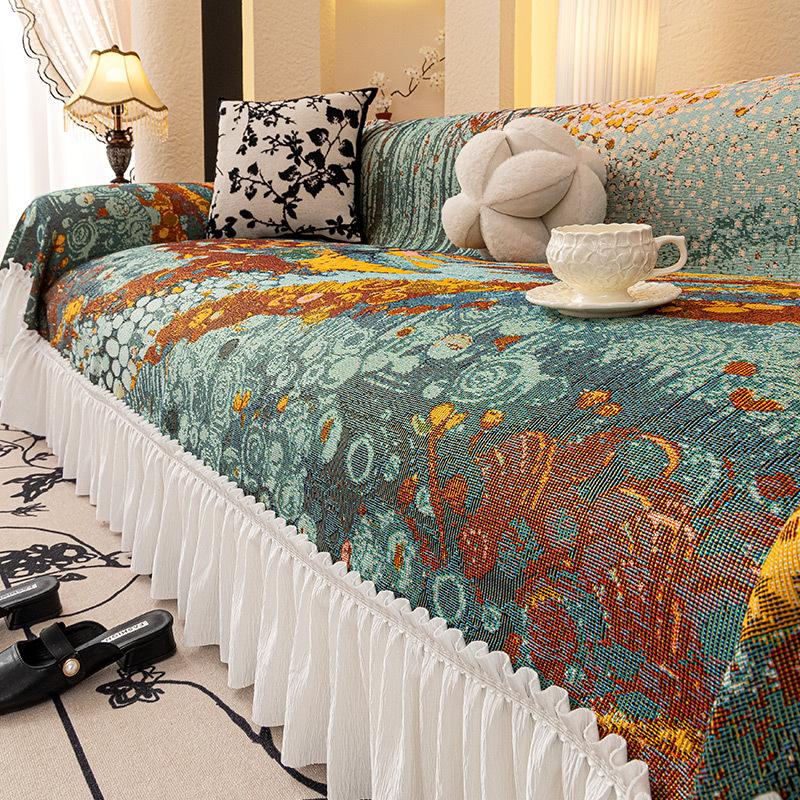 

Французский 2025 новый чехол для дивана тканевое полотенце универсальный для всех сезонов, ощущение высокого класса противоскользящий и против царапин от кошек, целое одеяло с полным покрытием 30 * 50cm Waist Pillowcase