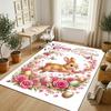 Easter Bunny Theme Crystal Velvet Rug Personalized Custom Name Text Soft Floor Mat Home Decor