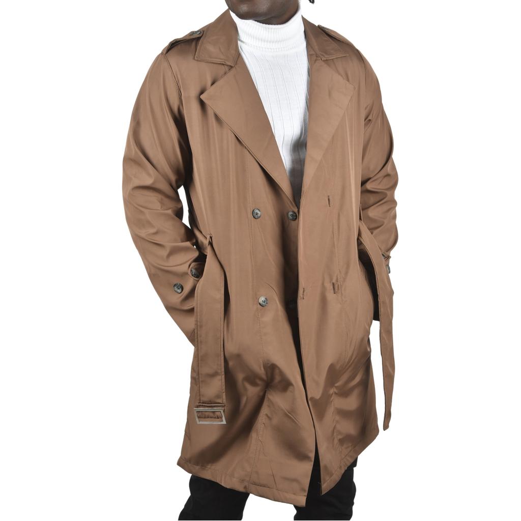 DeepSEA Geniş Kalıp Kruvaze Yaka Su İtici Astarsız Uzun Trençkot 2500789