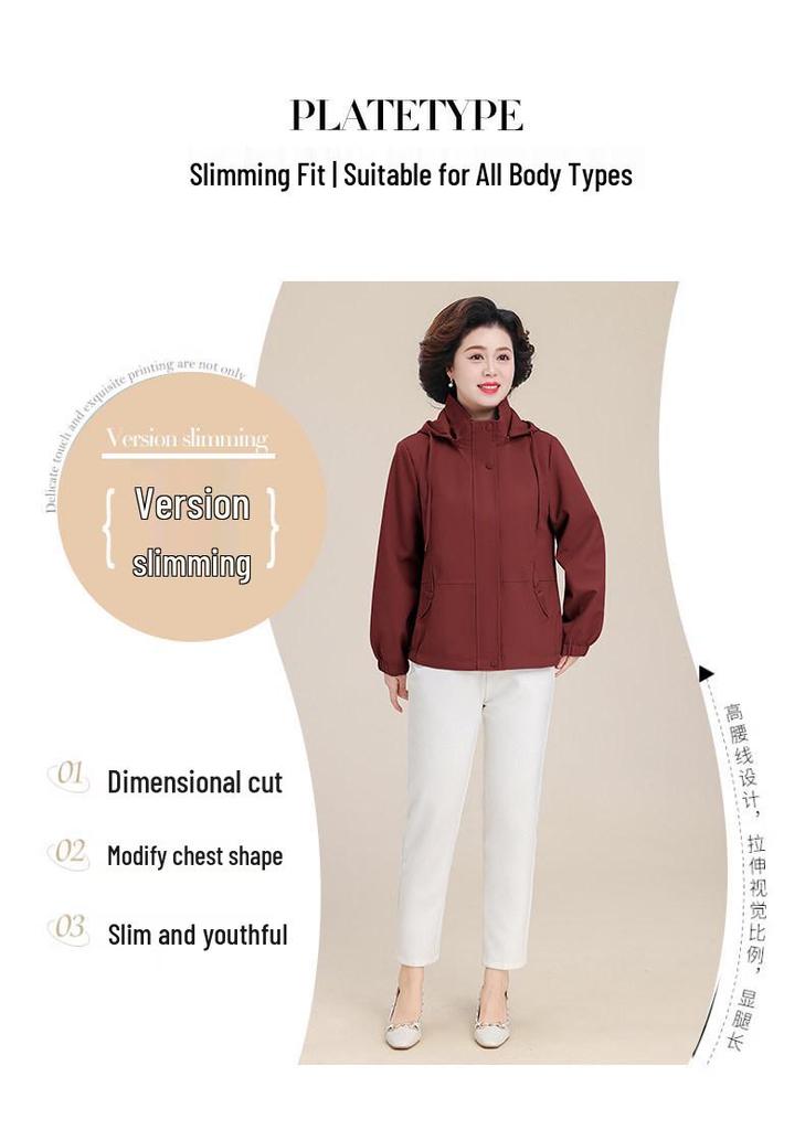 Petite Mom 2025 Fashionable Spring/Autumn Windbreaker for Middle-Aged Women
