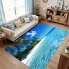 Large Tropical Beach Area Rug Ocean View Palm Tree Mat Waterproof Living Room Carpet Coastal Summer Bedroom Decor