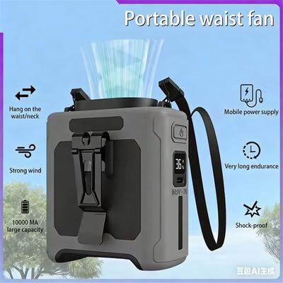 10000mAh Hüftventilator 5 Geschwindigkeiten Licht Tragbarer Hüftventilator 40H Freihändig Kühl Den Ganzen Sommer Tragbarer Nackenventilator Für Arbeit Reisen