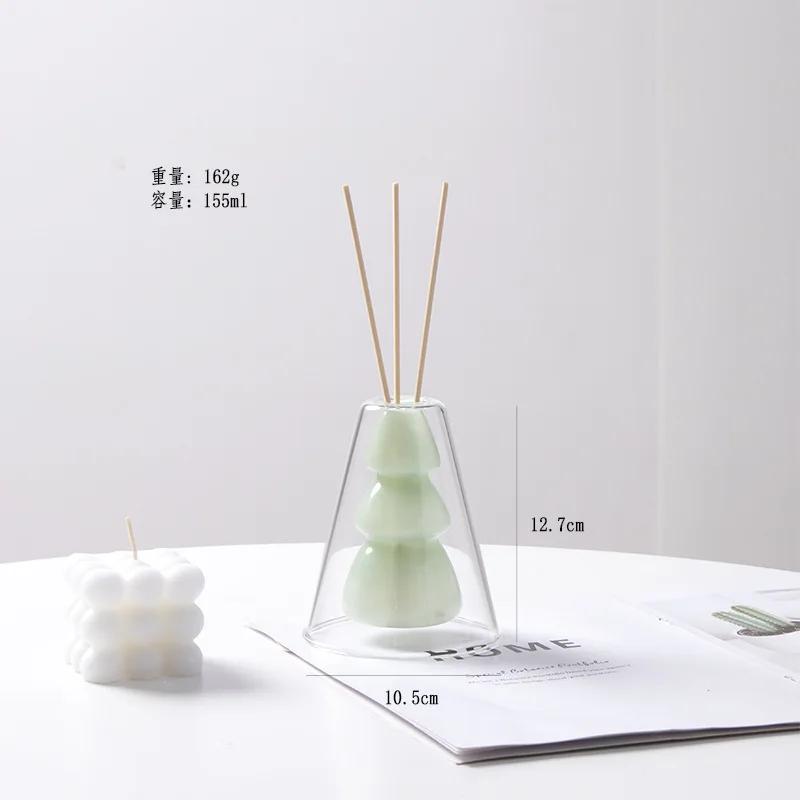 Colorful Double-layer Glass Vase Artistic Aromatherapy Bottle Transparent Hydroponic Dried Flower Vase Restaurant Desktop Decor
