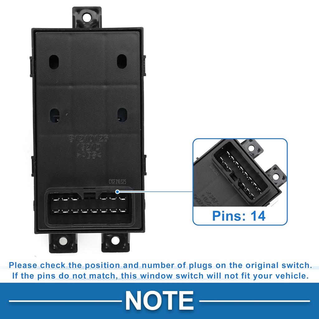 Power Window Switch No.935701Y000 Front Left Driver Side Window Control Switch for Kia Picanto 2011-2016 Black