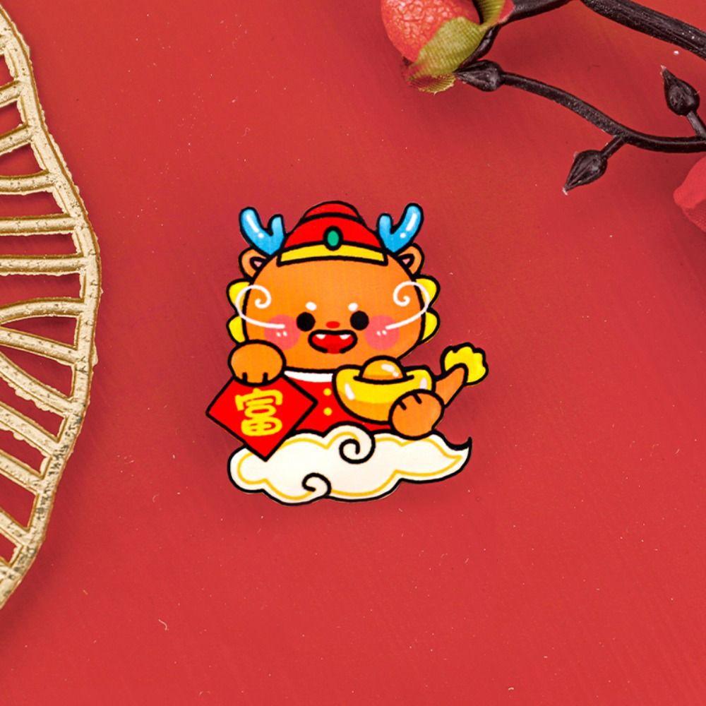 Loong Acrylic Spring Festival Pin Dancing Lion New Year Badge Jewelry Chinese Style Pin  Unisex