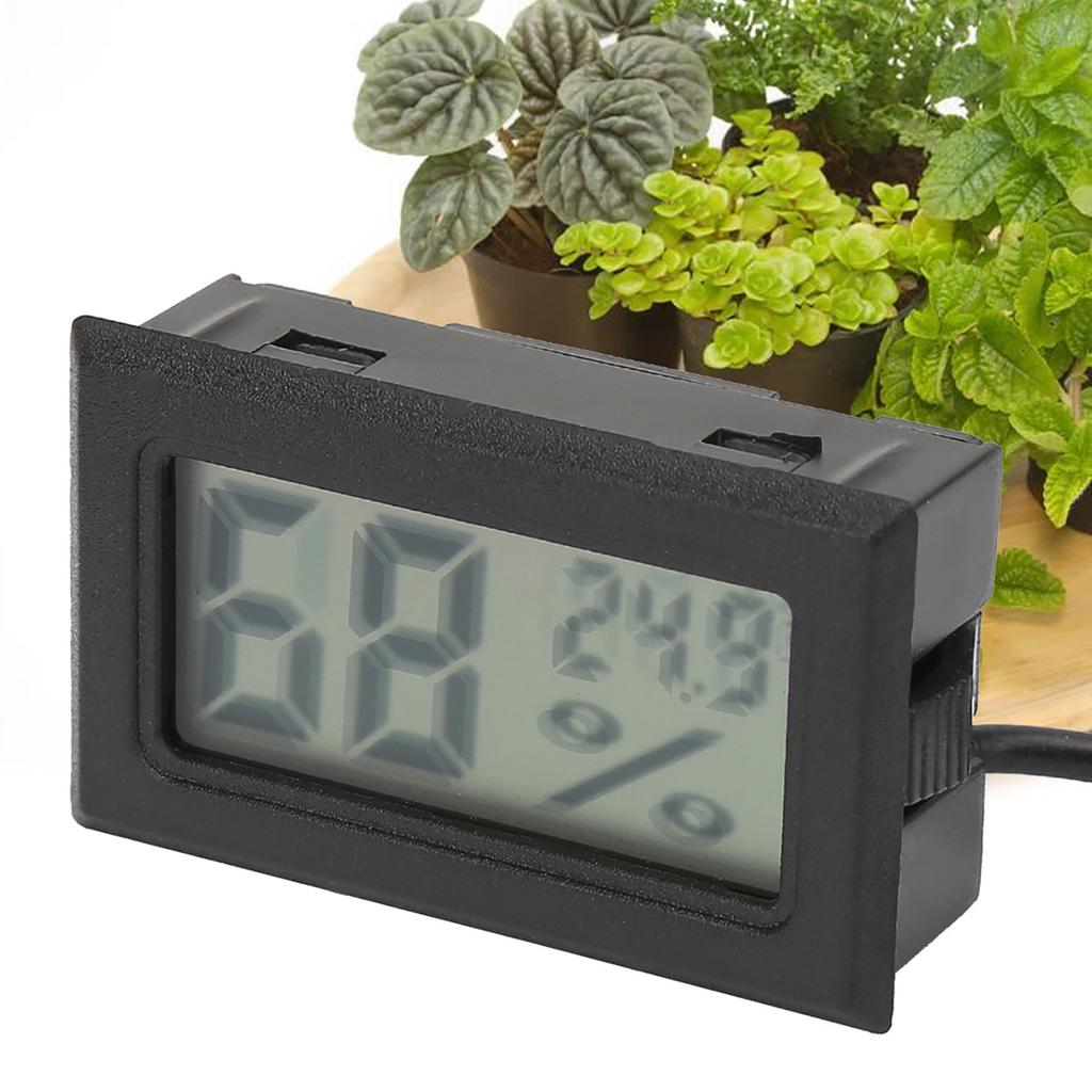 Kwadratowy Cyfrowy Termometr Higrometr Temperatury i Wilgotności z Sondą Przewód 1,5 m(czarny)