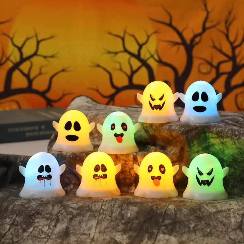 Halloween Decorations LED Candle Light Plastic Ghost Skull Lamp For Home Bar Haunted House Halloween Party Decor Horror Props