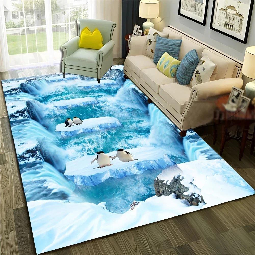 Interesting Starfish Shark Beach Ocean Element Carpet 3D Ocean Beach Visual Carpet Home Decoration Gift
