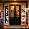 Set - Pumpkin Flag and Door Curtain for Porch Party Outdoor Decor