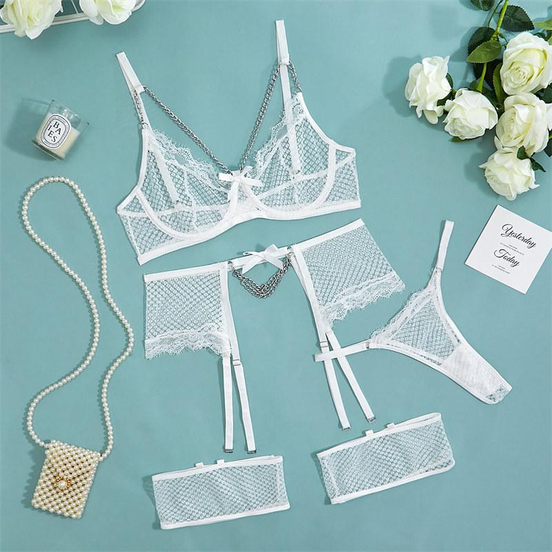 Women's Sexy Underwear Set Lace Fashion Sexy Lingerie See-though Garter Belt Thong Suit