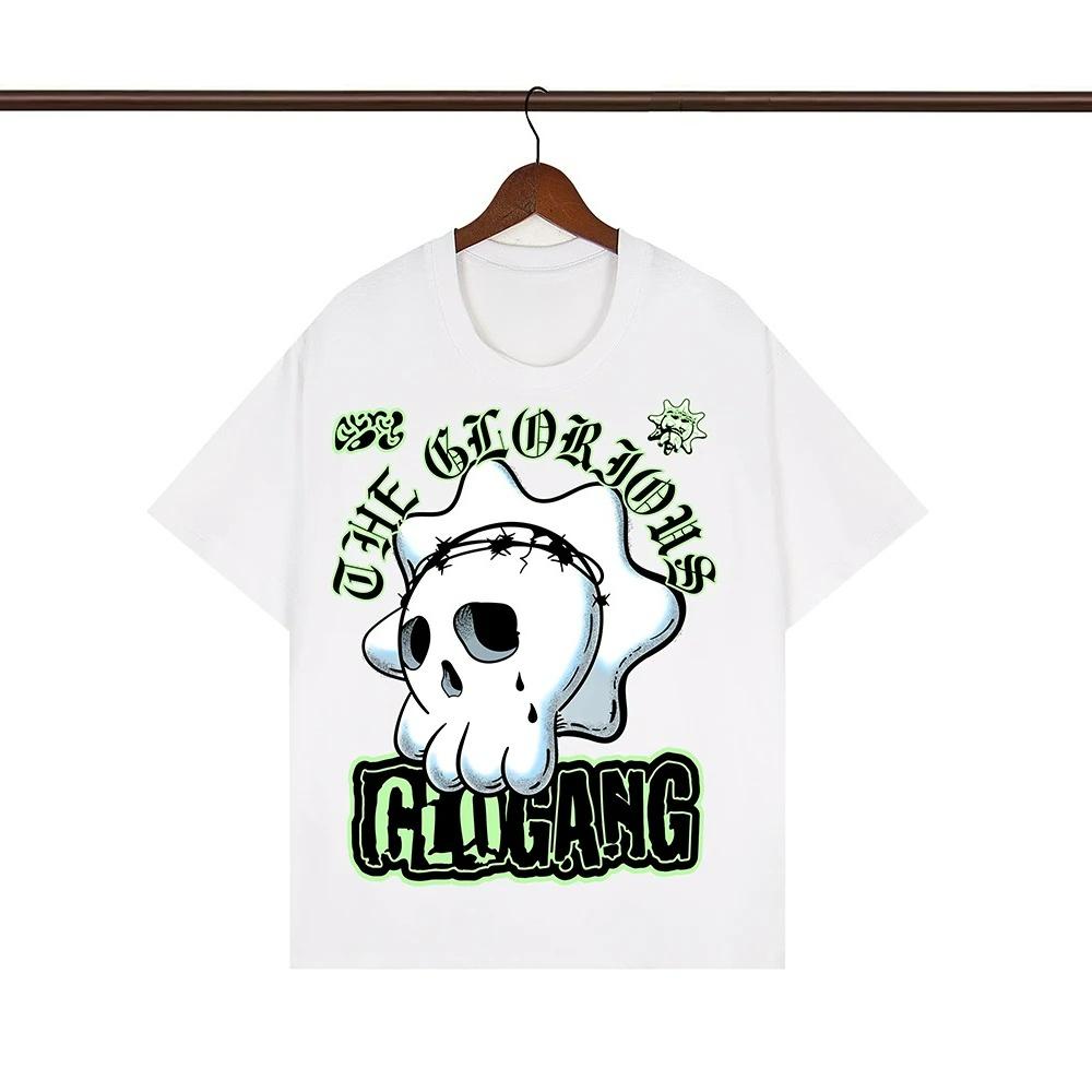 Streetwear Graffiti Farbmatch Buchstabe Kurzarm T-Shirts für Männer und Frauen Rundhalsausschnitt Baumwoll-Tees Oversized Hip Hop Tops